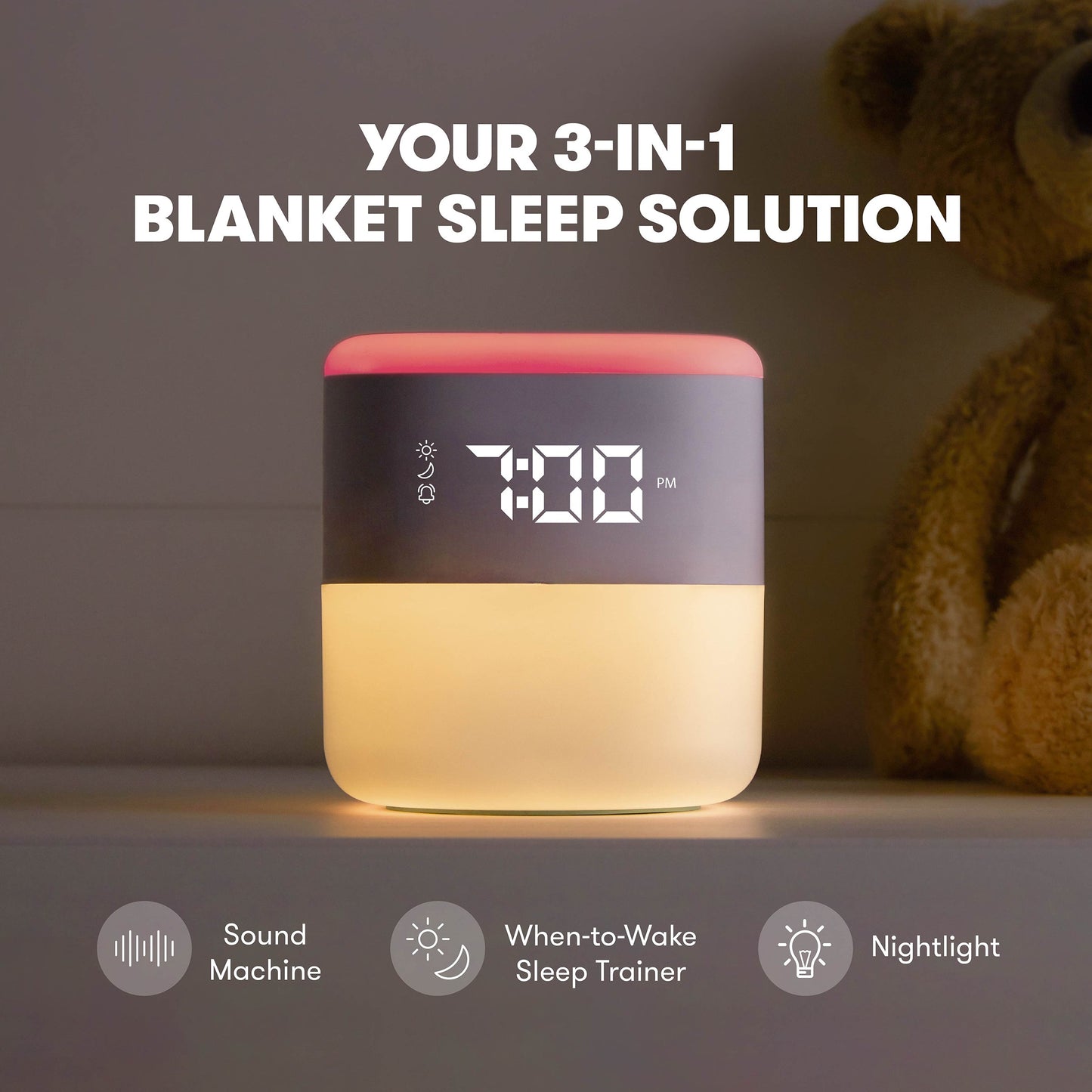 3-in-1 Sound Machine + When-To-Wake Clock + Nightlight